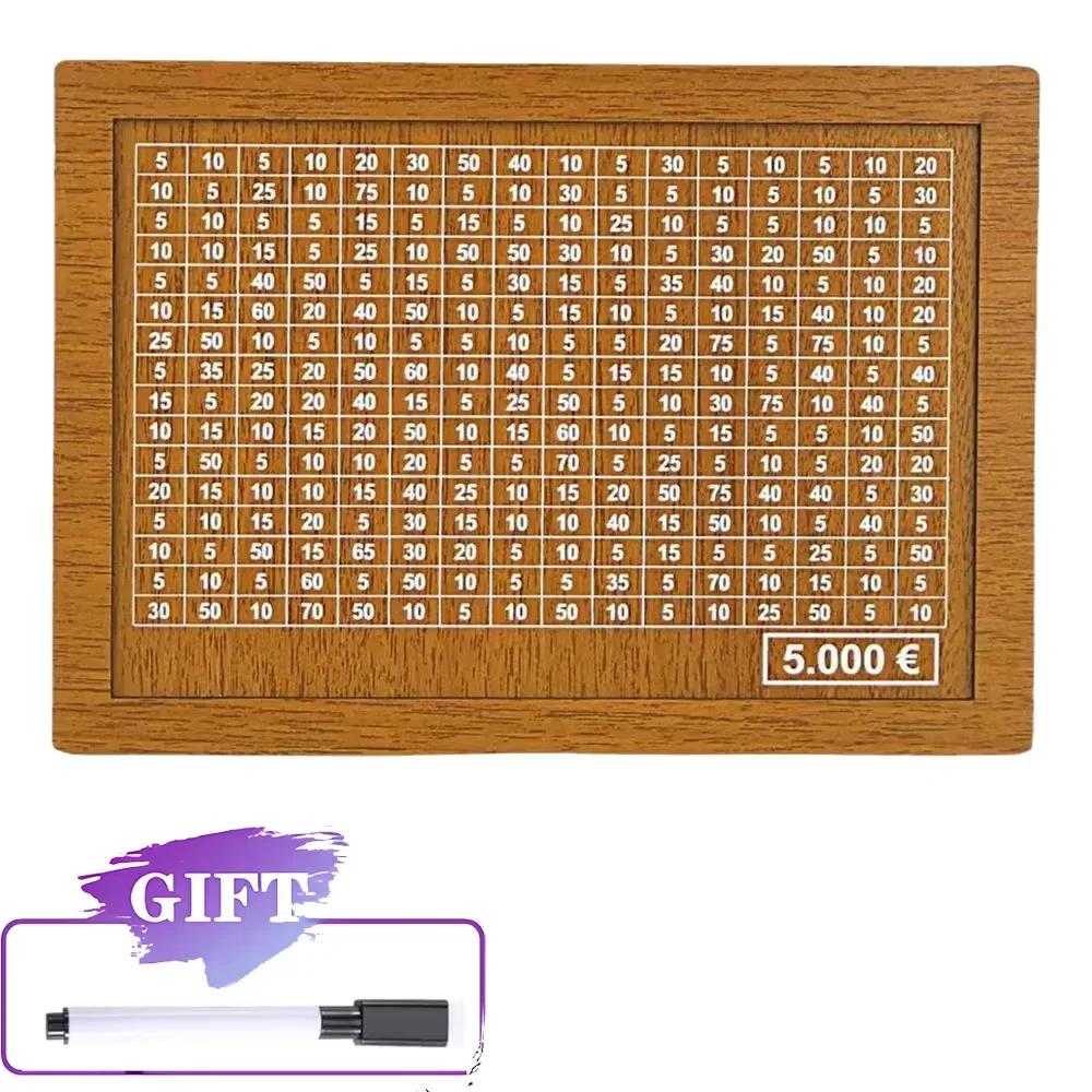 Spardose aus Holz Wiederverwendbare Handgefertigte Spardose, Spardose mit Sparziel und Zahlen zum Abhaken Hilft bei der Spar-Gewohnheit