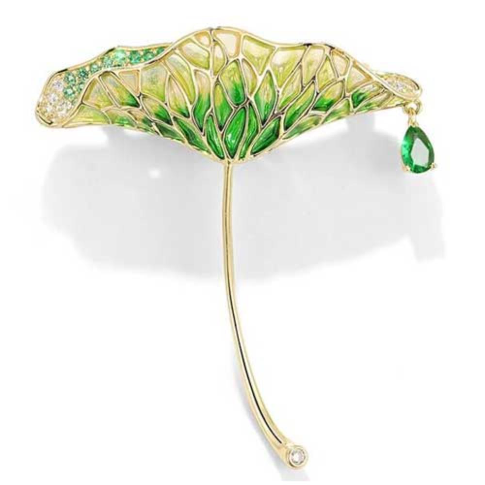 Lotus Pendant Enamel Brooch Badges Fashion Pearl Flower Exqusiite Pin Jewelry