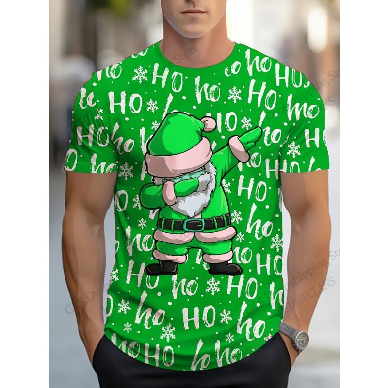 Fashion Mens Womens Christmas 3D Santa Claus Short Sleeve T-shirt Snowflake Xmas Party Tops Tees Men Clothing Men Women Tops New
