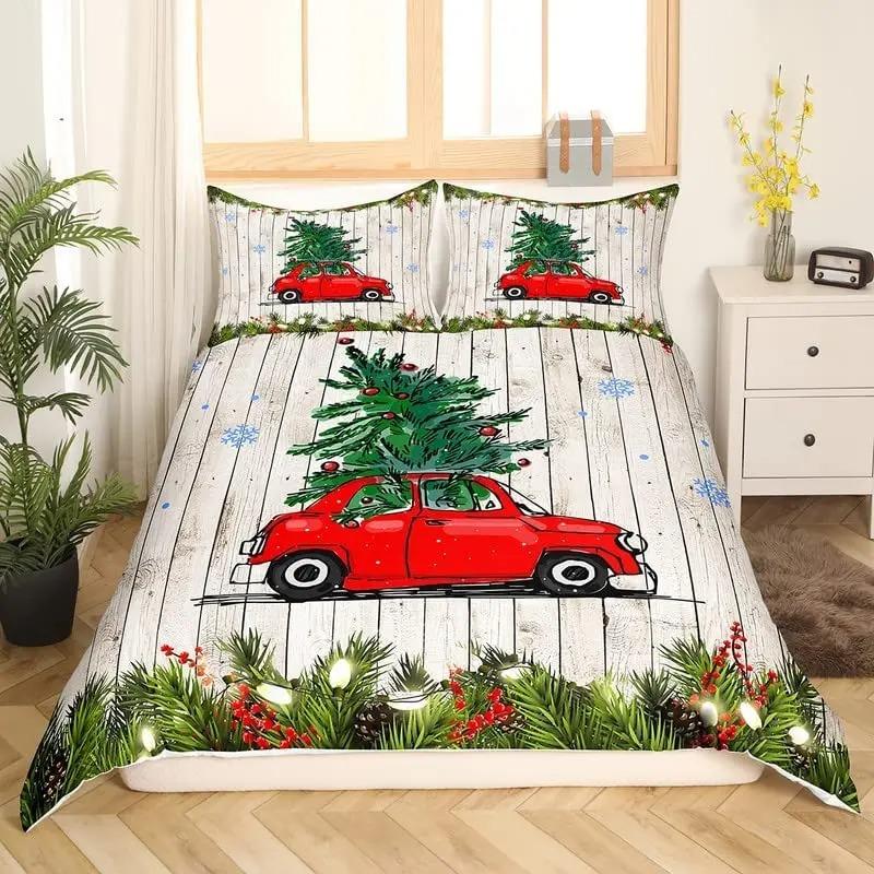 Christmas Duvet Cover Set King Queen Full Twin Size For Kids Teens Adults Polyester Bedding With Pillowcase