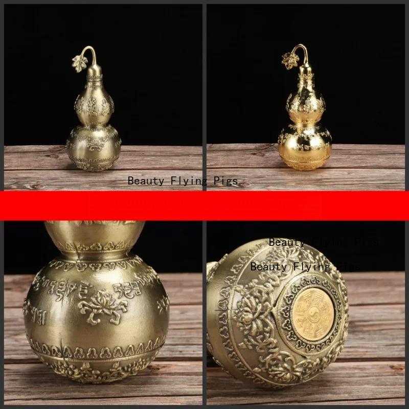 1pc Metal Gourd Ornament Home Decoration Feng Shui Accessories Hotel Gourd Ornaments Metal Decorative Crafts Gourd-shaped Design