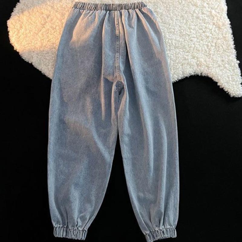 Blugi harem largi, casual, pentru femei, primăvară, toamnă, elastici, talie înaltă, pantaloni largi din denim, moda coreeană, supradimensionate, 100 kg, vintage, vaqueros