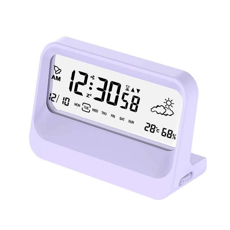 Digital Alarm Clock LCD Display with Calendar Temperature Humidity Snooze Table Bedside Clock for Kitchen Bathroom Office