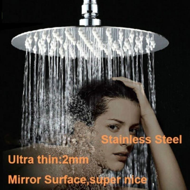 Buy 8/6/4 Inch Round Stainless Steel Bath Rainfall Shower Head Bathroom
