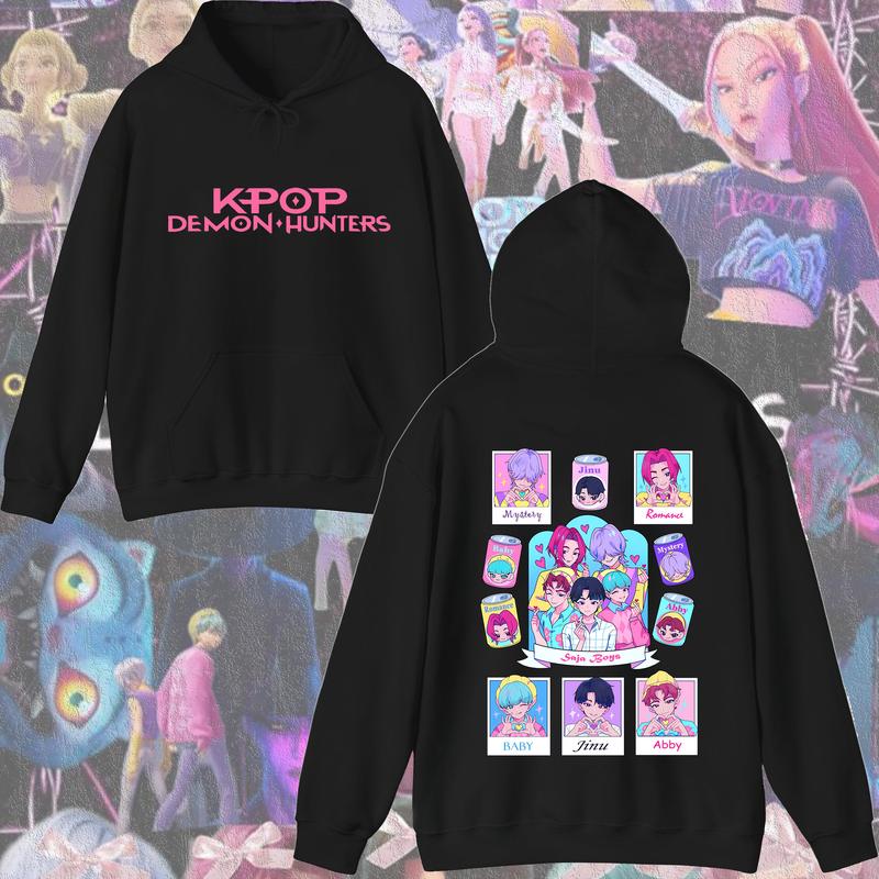 KPop Devil Hunter Sweatshirt Hooded Children's Spring and Autumn Outfit Rumi Mira Zoey Cartoon Anime Girl Long Sleeved Top