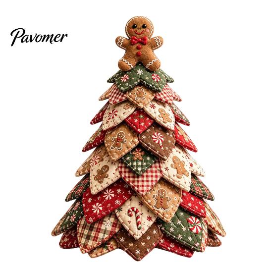 Creative Christmas Gifts for Crafters DIY Quilted Tree Kit, 3D Fabric Patchwork Craft Set Holiday Decorations Beginners, Handmade Tabletop Decor with