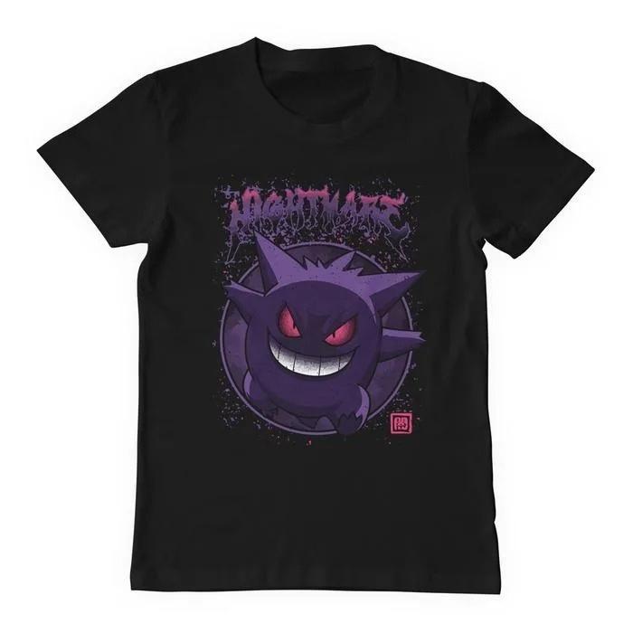 Gengar Kaiju Anime Pokmon Printed Cotton Tshirt Summer 2026 Harajuku Style Unisexs Womens Cotton Oversize Tshirt Street Y2K