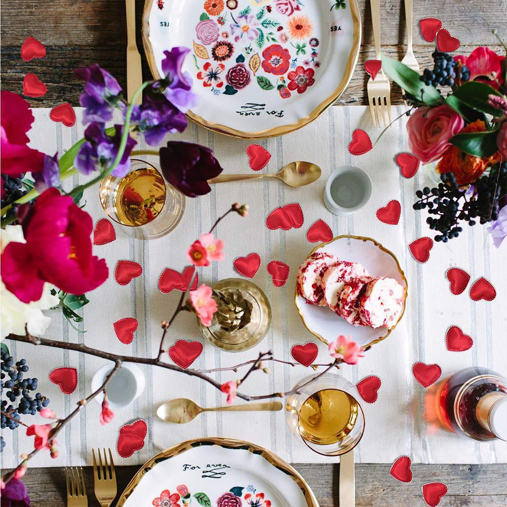200pcs Artificial Heart Petal Wedding Decor Fake Flower Scattering Petal Valentine Party Decoration Romantic Bedroom Surprise
