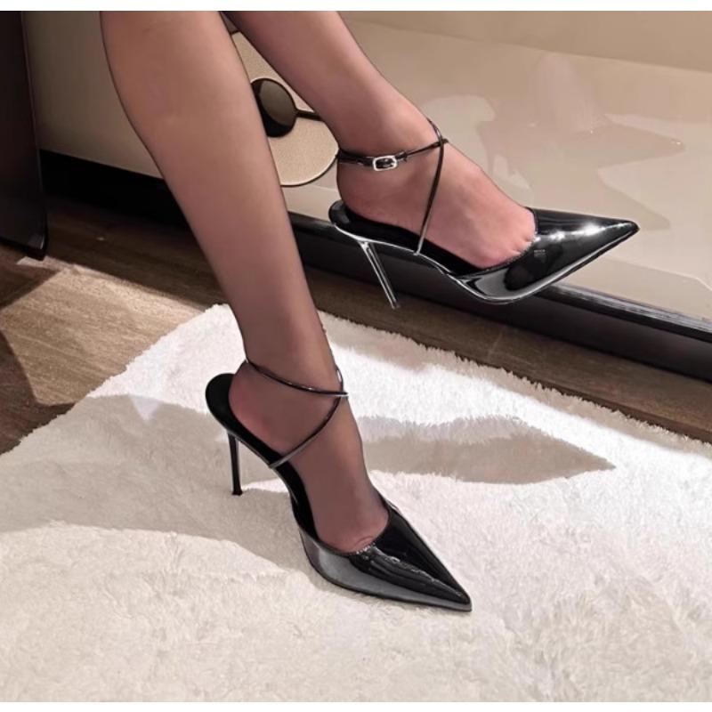 New bag head sandals women's summer temperament pointed head thin heel sexy word with high heels versatile