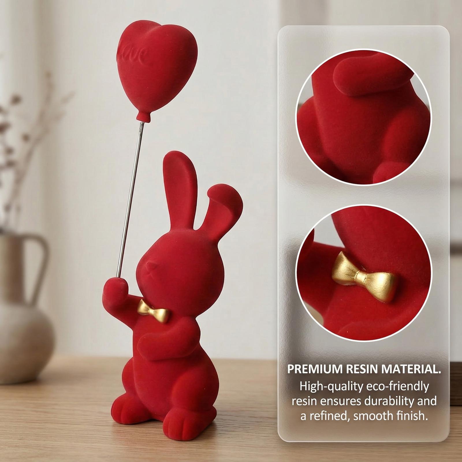 

Heart Rabbit Statue Animal Sculpture Collection Modern Table Centerpiece Tabletop Ornament for Living Room Entrance Bedroom червоний