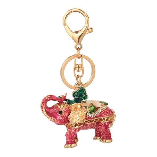 Rhinestone Elephant Keychain Vintage Animal Charm Key Ring Pendant Backpack Bag Purse Decoration Accessory Party Favors