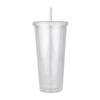 650ML Double Layer Water Cups With Straw Reusable Clear Drink Bottle Transparent Fruit Cup Portable Cups Outdoor Sport Travel
