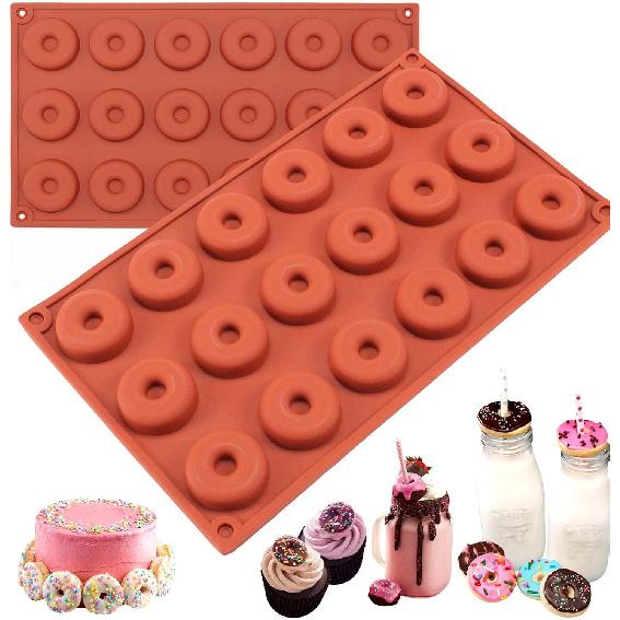 Funshowcase Mini Donut Silicone Mold 18 Cavity 12x7x0.4''