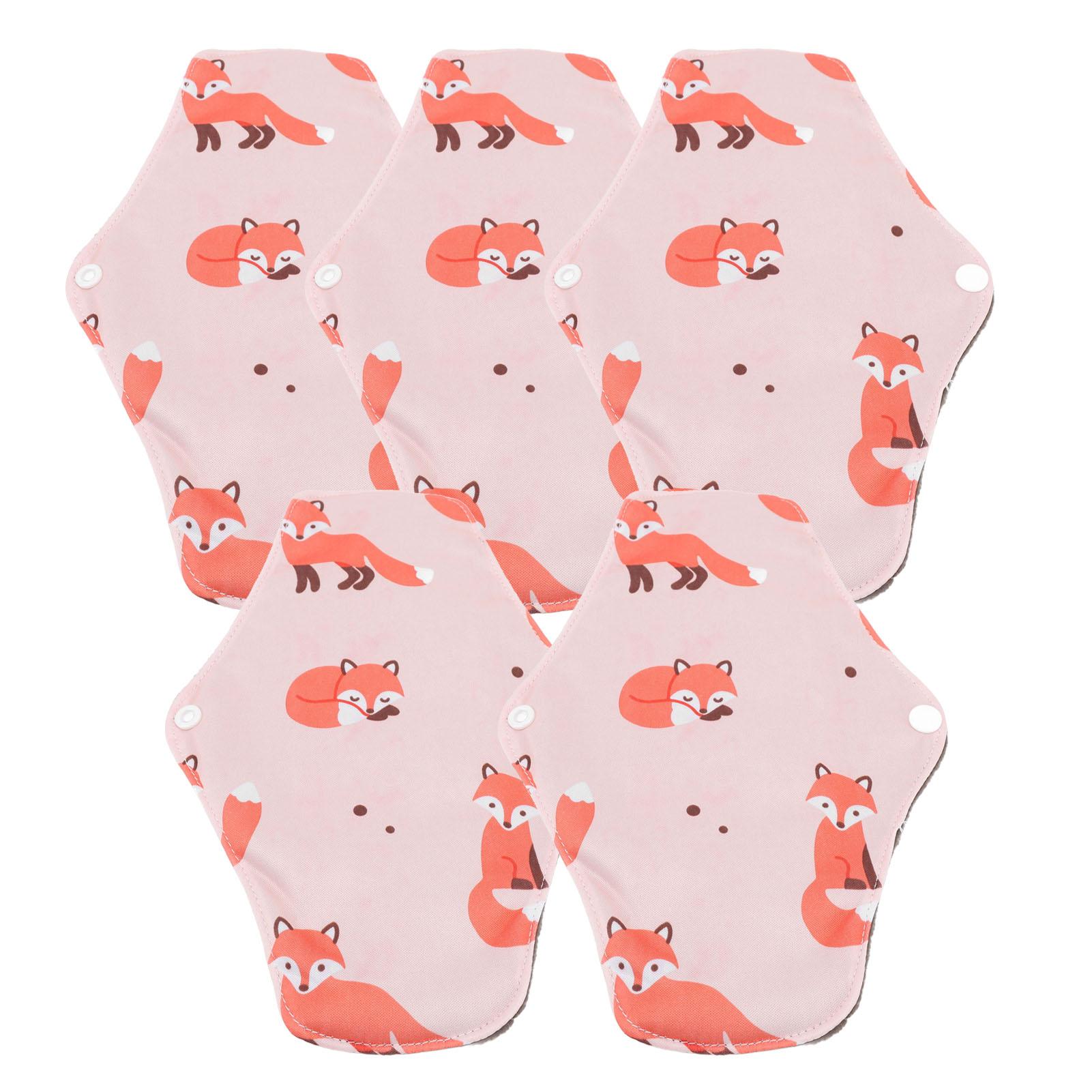 

5 упаковок бамбуковых угольных менструальных прокладок, моющиеся водонепроницаемые мягкие тканевые менструальные прокладки для тяжелых