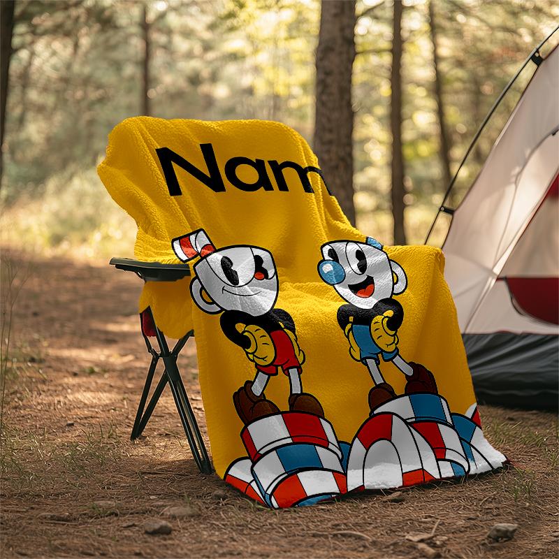 Personalized Custom Name Blanket - Cuphead Print Design,Blanket for Sofa,Bed,Travel,Camping - Soft and Warm, Great Gift