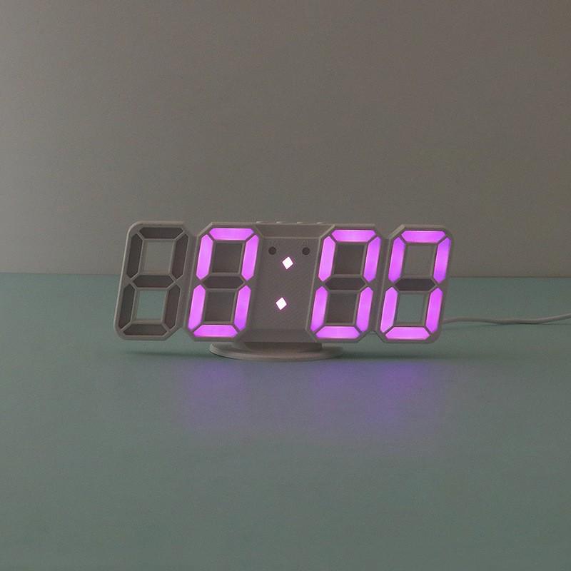 3D Smart Stereo LED Alarm Clock with Voice Control - Korean Style Wall & Table Clock