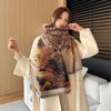 Imitation Cashmere Scarf for Women in Autumn and Winter Chinese Painting Exquisite Fashion Scarf Versatile Warm and High End Tassel Shawl