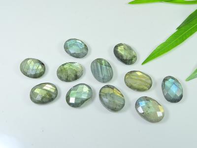 11Pcs 12X17MM Natural Labradorite Both Side Checker Cut Oval Loose Gemstone LM-1239