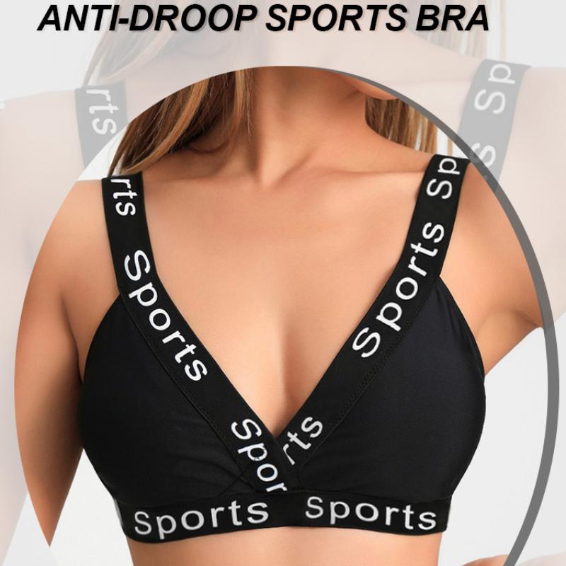 New Padless Yoga Sports Bra Letter Strap Running Fitness Shockproof Vest Bra