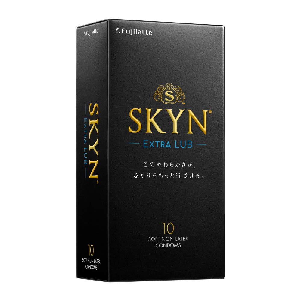SKYN Extra Lub Lubricating Extra Strength Soft and Natural Fuji Latex Jelly, Condoms, 10-Count, Feeling,
