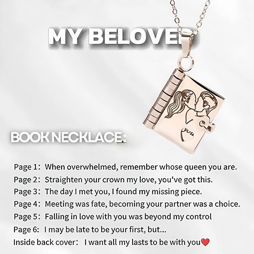 Engraved Titanium Steel Necklace - Fade-Resistant, Emotional Book Pendant, Women's Clavicle Chain Jewelry 