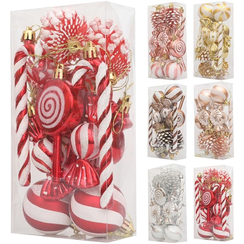 Set of 13 Hand Painted Christmas Ornament Portable Christmas Tree Hanging Ornament Set Functional Home Decoration