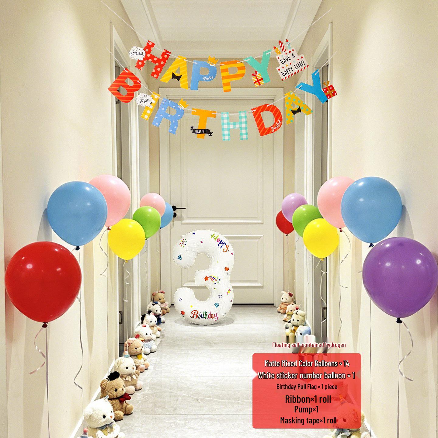 Teddy Bear 1st Birthday Decor Set - Scene & Photo Props with Cake, Balloons