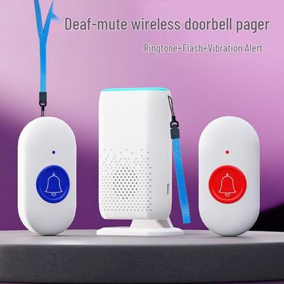 Botón Inalámbrico de Llamada de Emergencia para Ancianos - Timbre de Puerta para el Hogar con Luz Intermitente y Alerta por Vibración
