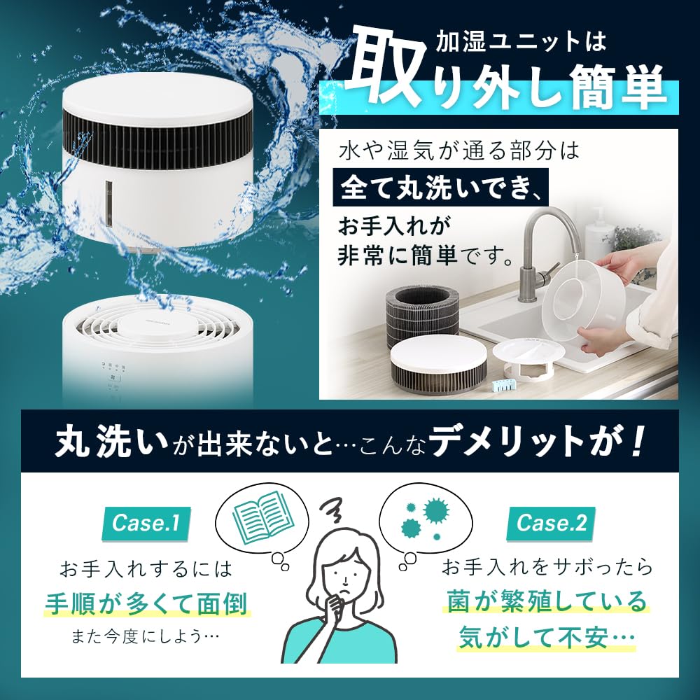 IRIS OHYAMA Air Purifier with Humidifying 10 Tatami Humidifying Air Evaporative Fully Water Supply from Dust Energy Allergy Easy To Compact White