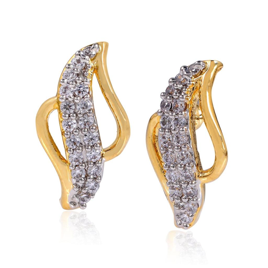 Estele Women's Gold Plated Pearl Stud Earrings with Pearls