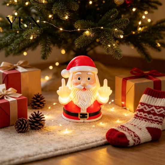 Einzigartige Büro Schreibtisch Zubehör Weihnachten Mittelfinger Lampe, Frecher Weihnachtsmann Rentier Gebende Lampe mit LED Lustige Geist Liebhaber Geschenke Warmes Leuchten, Wand