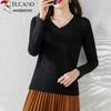 Woodpecker Women's Versatile Cotton Long-Sleeve V-Neck Top