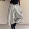 INCERUN Men Zipper Capri Casual Loose Wide Leg Short Pants Shorts