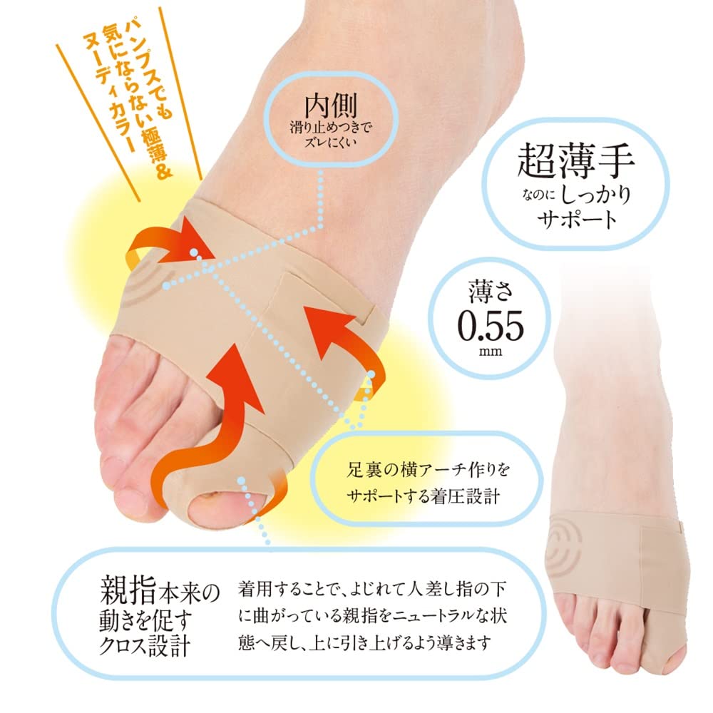 Chinami Sugiyama Hallux-Valgus-Stütze im besseren Preis-Leistungs-Set als die Ultra-Dünne (Satz 2) [Hergestellt in Japan] [Ein Set für einen Fuß.]