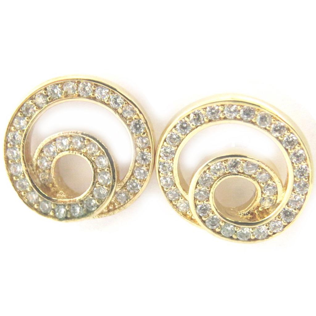 Les Trésors De Lily [M8913] - Pozlacené náušnice 'Sissi', bílé zlato - 14x13 mm