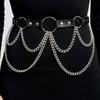 Punk Style Adjustable Wide Waist Chain Jewelry For Women Gothic Clothing Accessories Street Fashion Faux Leather Belt