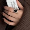 925 Sterling Silver Simple Retro Black Stone Rings For Women Geometric Fashion Smiple Open Handmade Allergy Party Jewelry Gift