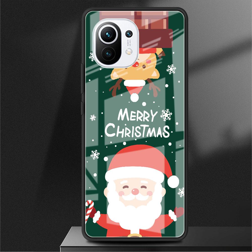 Skleněný kryt pro Xiaomi Poco X3 NFC 11 Lite 11T F3 M3 pro Redmi Note 11 10 9 8 Pro 10S 9S 9A 9C Kryt na telefon Sněhulák Vánoce