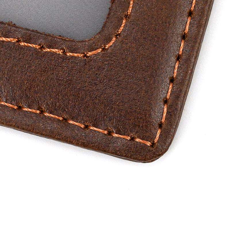 Genuine Leather Ultra-Thin Card Holder Wallet for Men & Women with Photo Slot and Dollar Clip