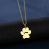 Gold Color Cute Animal Footprints Earrings Set Dog Cat Footprints Paw Necklaces Pendants Women Stainless Steel Zircon TZ329