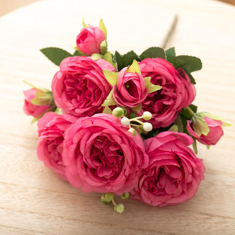 30cm Silk Peony Artificial Flower Bouquet Spring For White Home DIY Decoration Christmas Garden Wedding Office Party Fake Flower