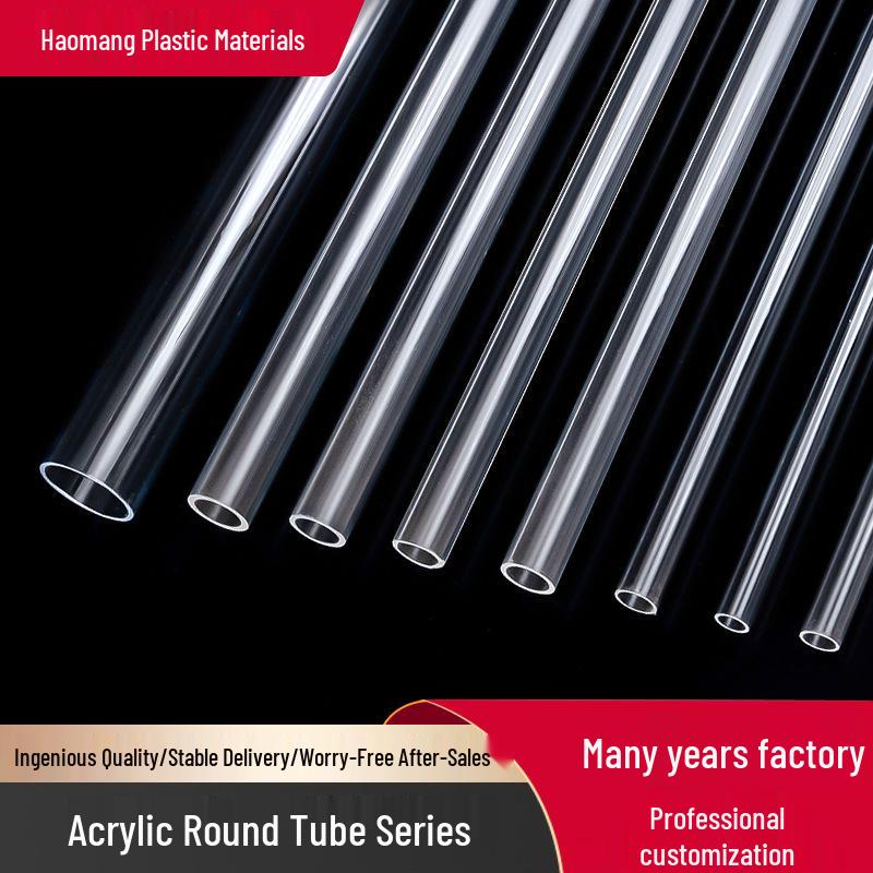 In-stock Transparent Acrylic Tube with Threaded PMMA Design; Customizable Length.