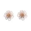 Bohemian personality retro trend metal hollow flower stud earrings creative unique senior design sense