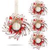 4 Pcs Valentines Day Wreaths Kitchen Cabinet Wreaths Farmhouse Artificial Red Pink Heart Berries Mini Valentine's Day Windows Wreaths for Front Door