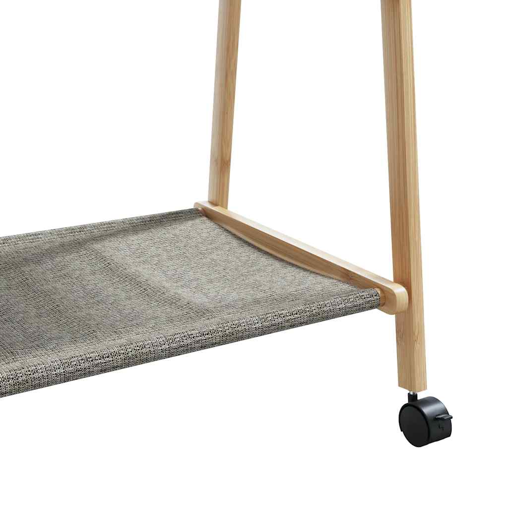 Bamboo Clothes Rack with Shelves and Casters 132 X 45.5 X 155.5 Cm