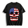 Vintage American Flag Skull Print Edgy Streetwear Casual Tee Pure Cotton T-shirt