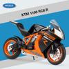 Welly 1/10 KTM 1190 RC8 R Alloy Sports Motorcycle Model Simulation Metal Toy Street Racing Motorcycle Model Collection Kids Gift