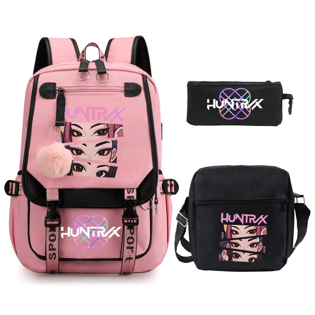 KPop Demon Hunters Korean version of student school bag children's backpack pencil bag set
