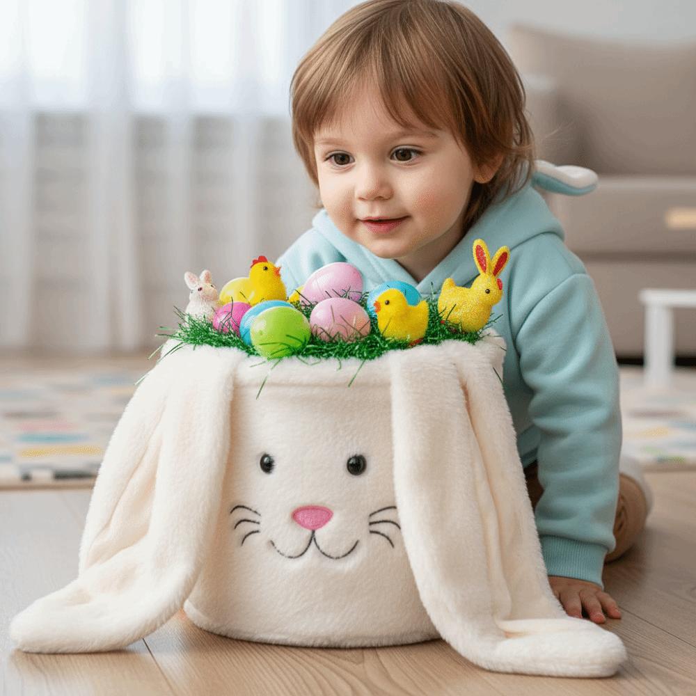Large Capacity Bunny Storage Basket Portable Design Candy Basket Bunny Handbag Easter Celebration