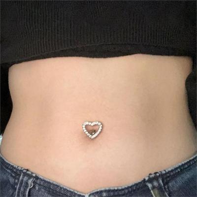 [Onm] Onm Šest Mě Obrácený Srdíčkový Piercing Pupíku Růžové Zlato Stříbrný (S9594218)